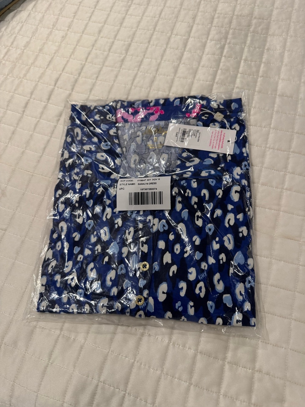 Lilly Pulitzer Blue and White Leopard Print Dress with Accent NWT